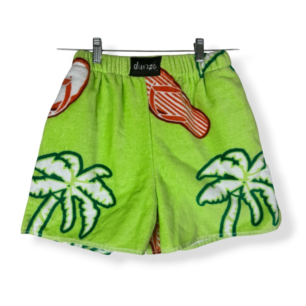 Dunzo Towel Shorts Unisex Size XS Small Beach Summer Terry Cloth Pockets AOP